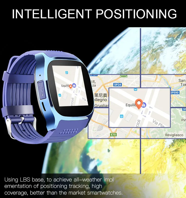 T8 Bluetooth Smart Watch with Camera, Music Player, Supports SIM & TF Card & Pedometer