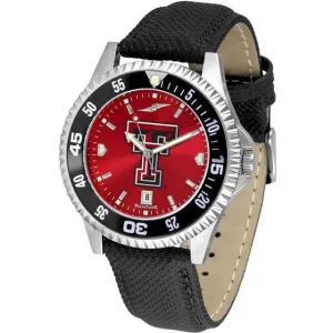 Texas Tech Red Raiders Mens Competitor Ano Poly/Leather Band Watch w/ Colored Bezel