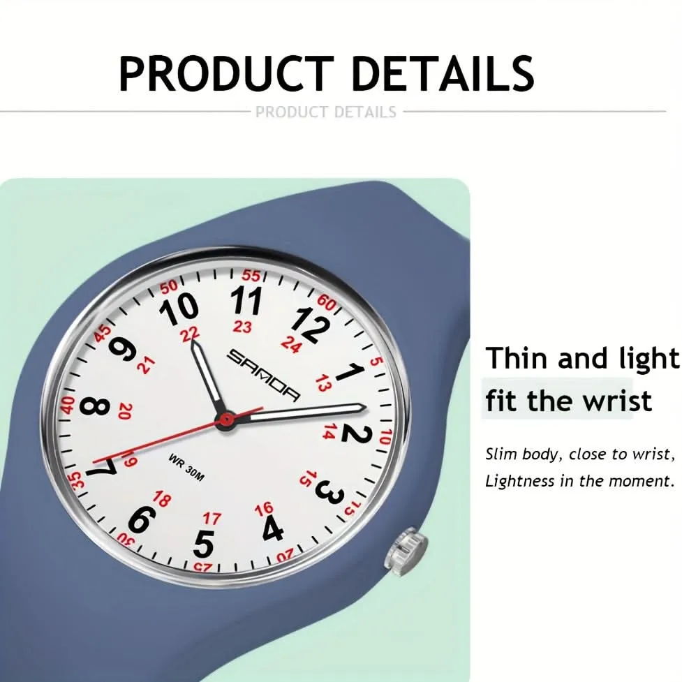 Ultra Light Nurse Watch for Women - Soft Silicone Strap