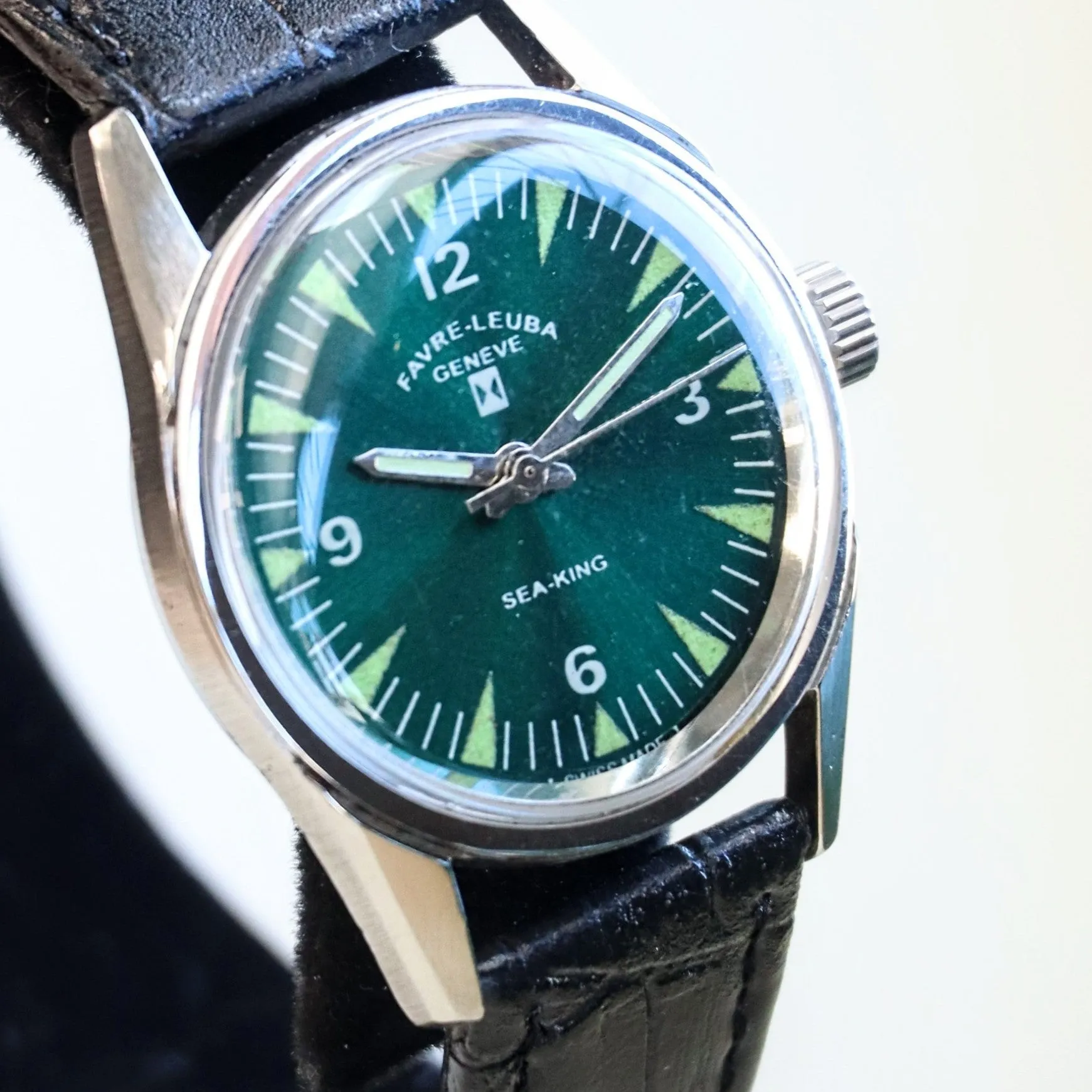 Vintage FAVRE-LEUBA Sea-King Watch Cal. 253 TwinPower Swiss Made ALL S.S. Wristwatch