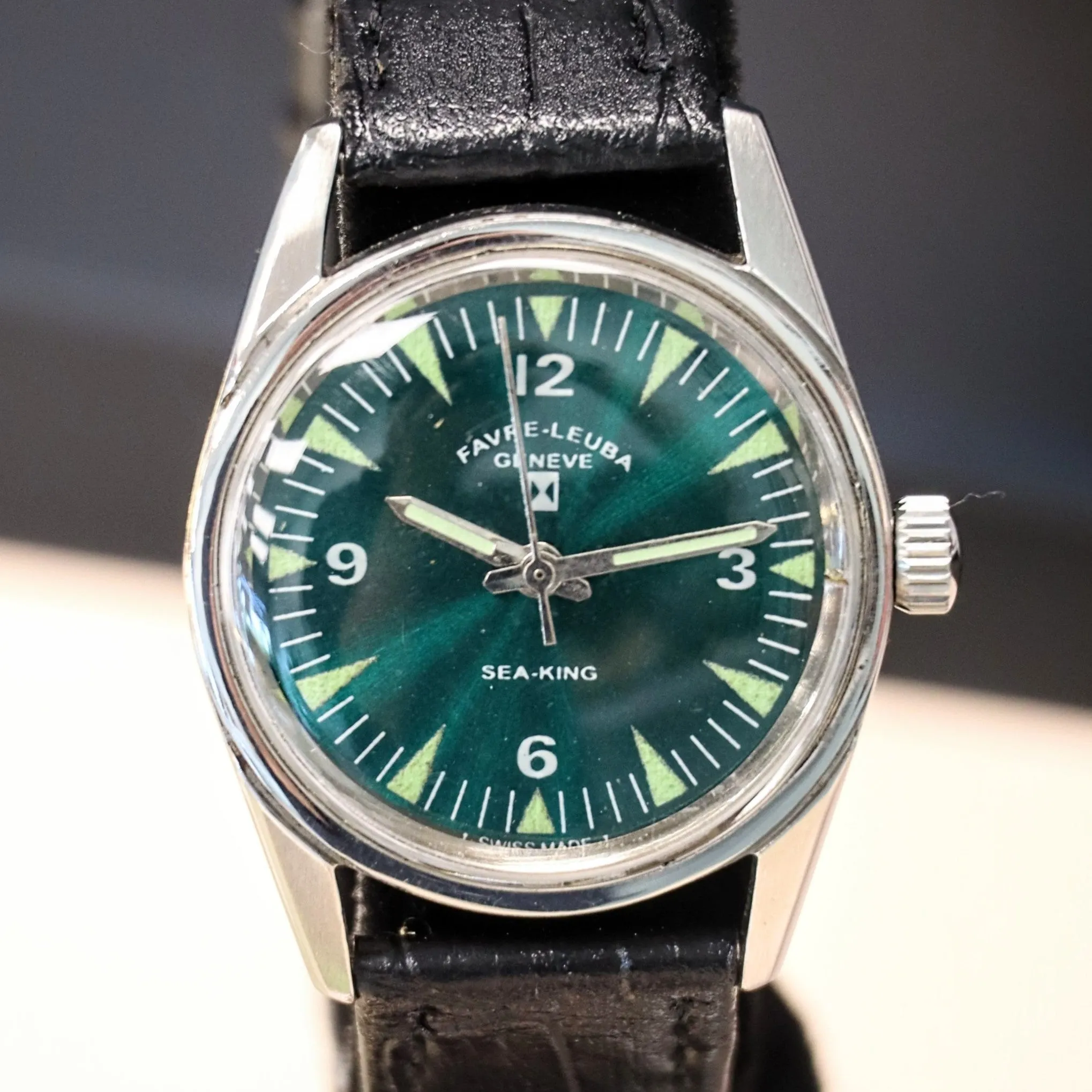 Vintage FAVRE-LEUBA Sea-King Watch Cal. 253 TwinPower Swiss Made ALL S.S. Wristwatch