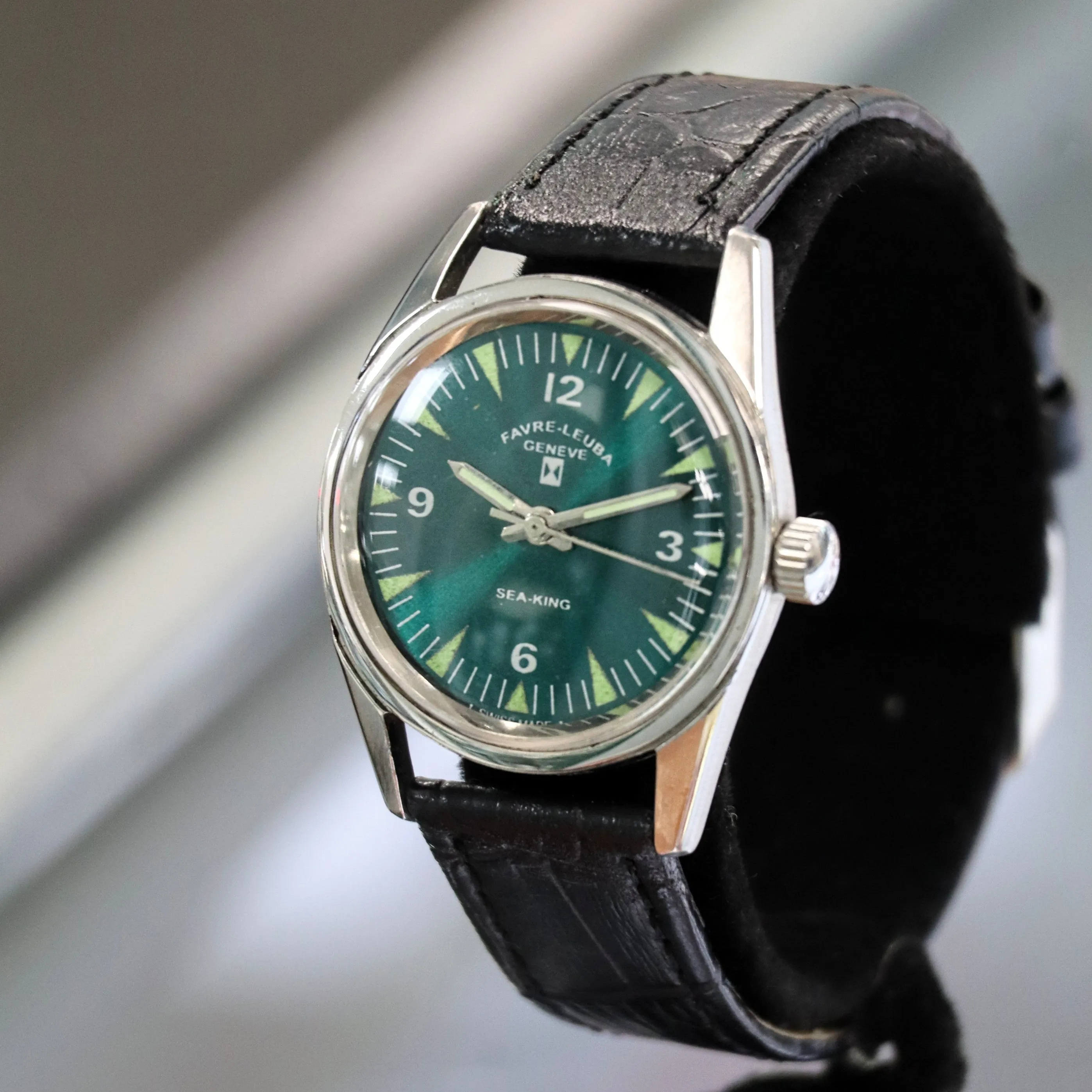 Vintage FAVRE-LEUBA Sea-King Watch Cal. 253 TwinPower Swiss Made ALL S.S. Wristwatch