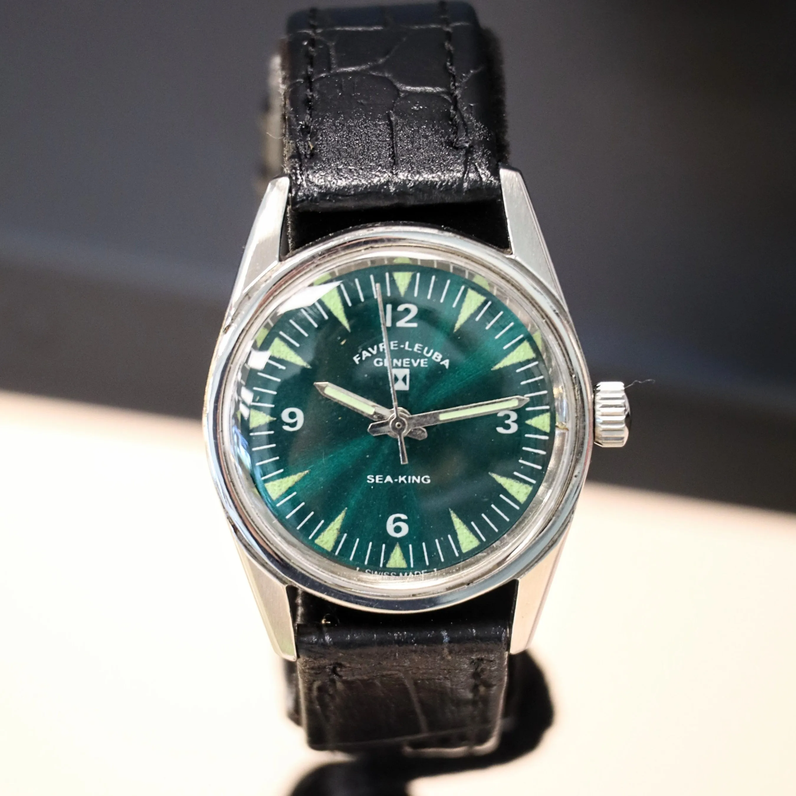 Vintage FAVRE-LEUBA Sea-King Watch Cal. 253 TwinPower Swiss Made ALL S.S. Wristwatch