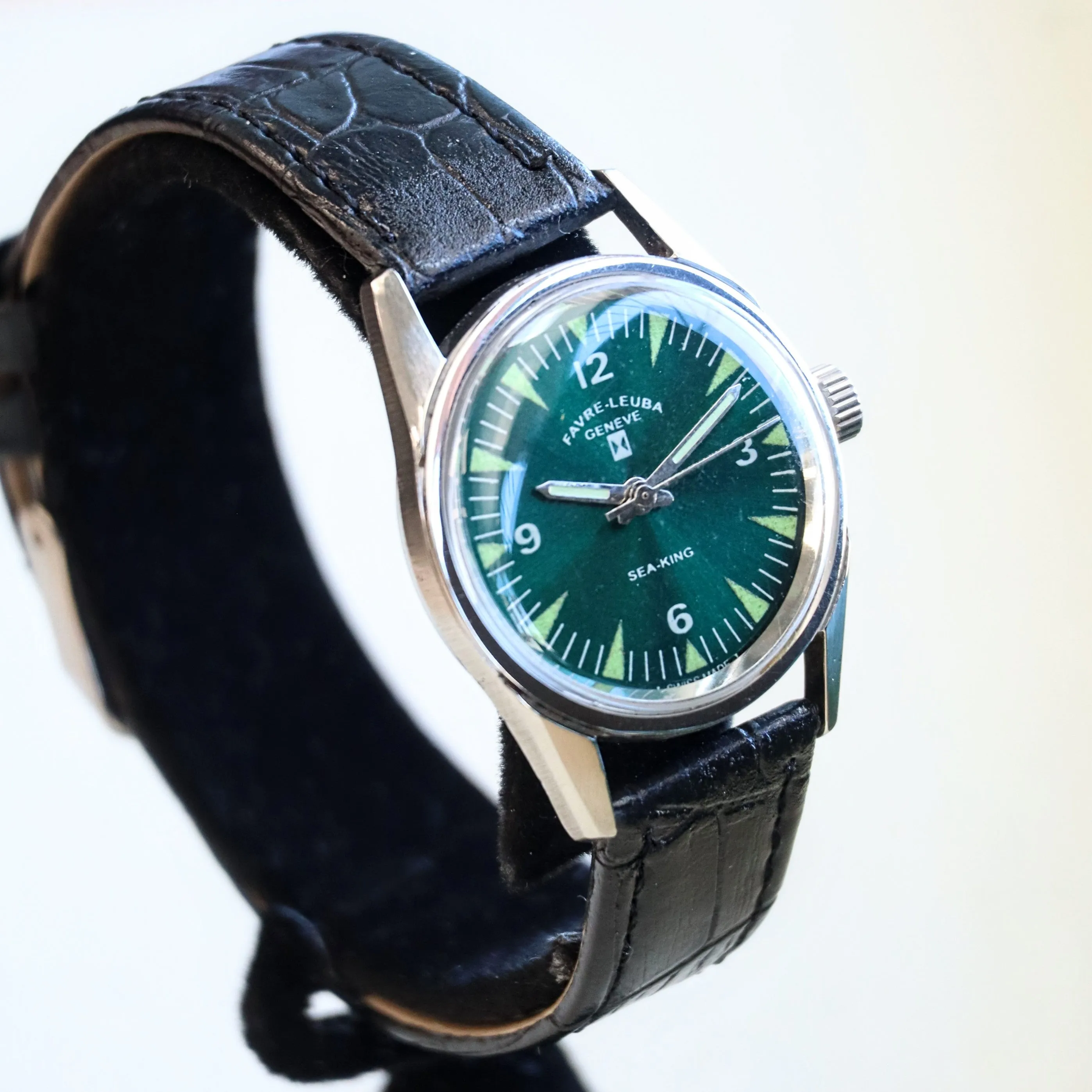 Vintage FAVRE-LEUBA Sea-King Watch Cal. 253 TwinPower Swiss Made ALL S.S. Wristwatch