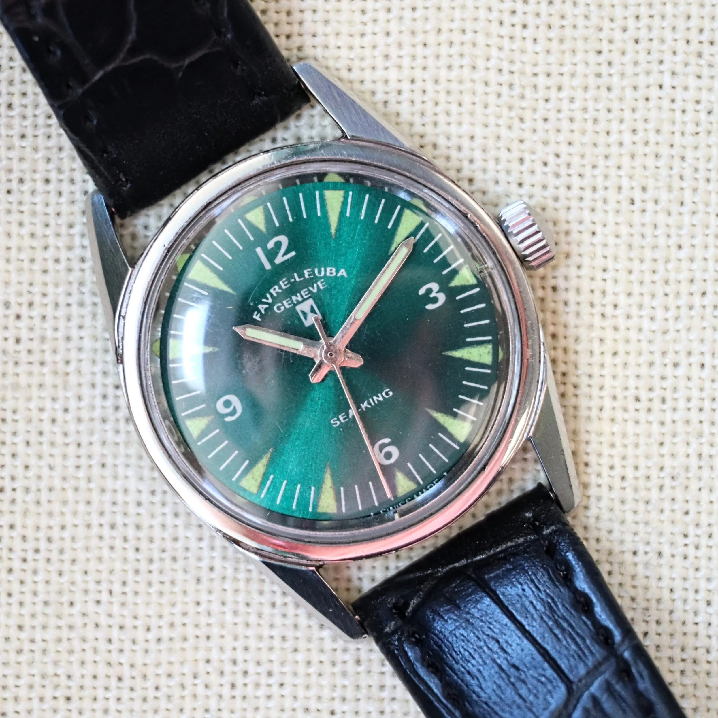 Vintage FAVRE-LEUBA Sea-King Watch Cal. 253 TwinPower Swiss Made ALL S.S. Wristwatch