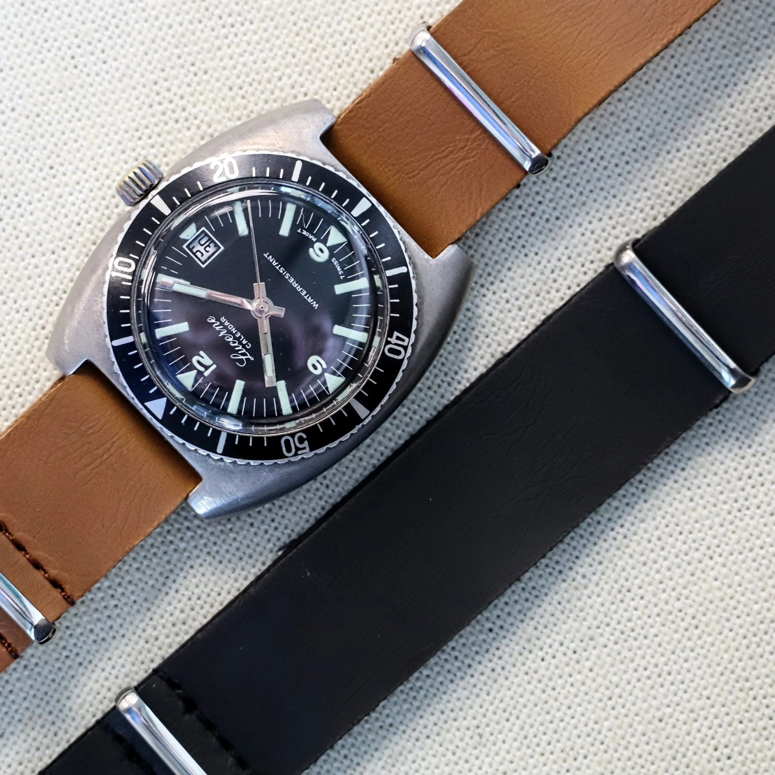 Vintage LUCERNE Calendar Diver Watch Cal. EB8811 Date Indicator Swiss Made Wristwatch