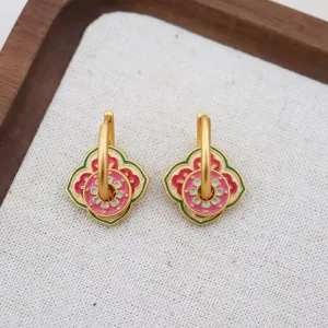 Vintage Minimalist Temperament Pink Flower Earrings