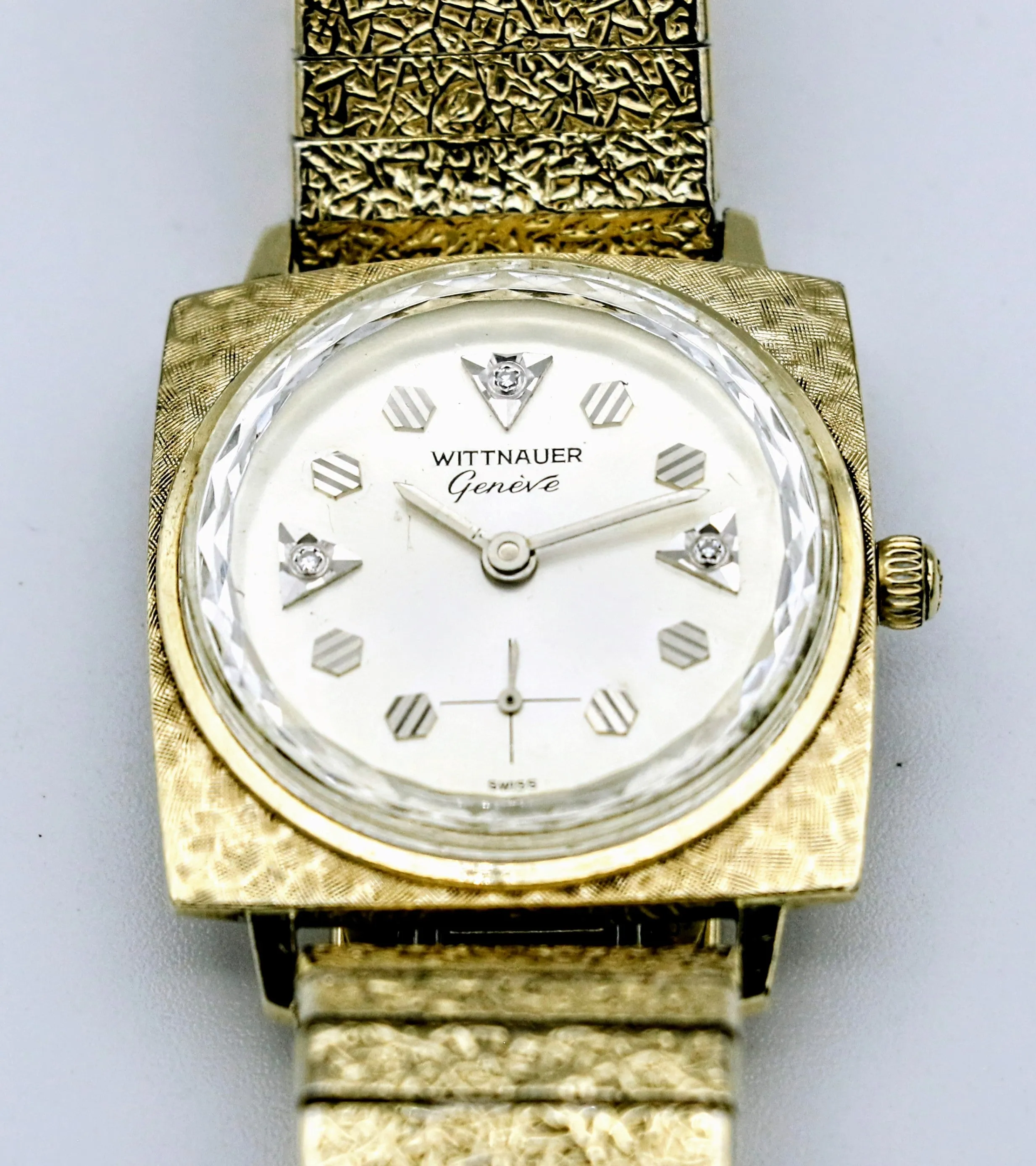 Vintage Wittnauer Wristwatch 10K GP Bezel Fancy Dial, 10K GF Bracelet
