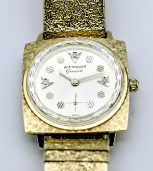 Vintage Wittnauer Wristwatch 10K GP Bezel Fancy Dial, 10K GF Bracelet