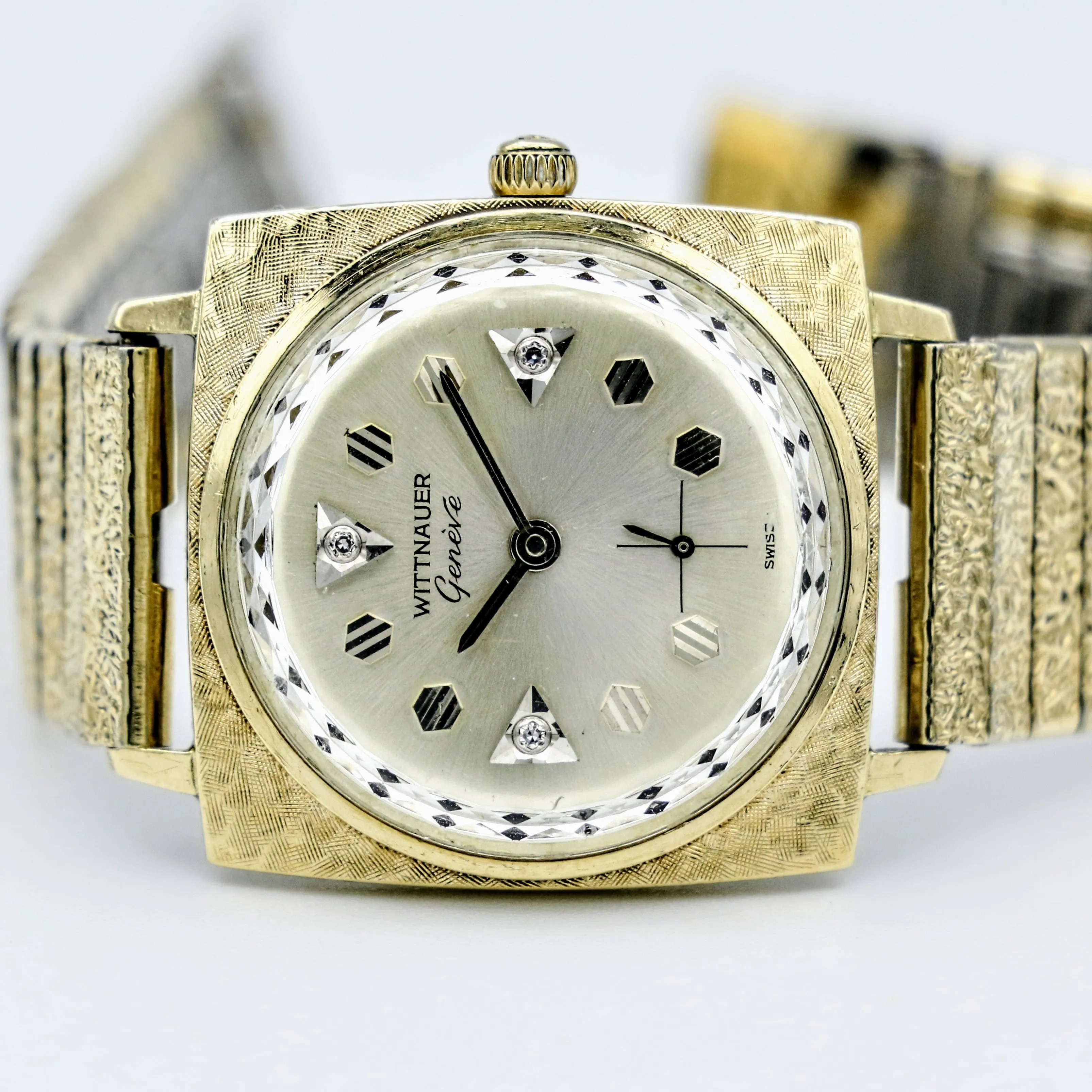 Vintage Wittnauer Wristwatch 10K GP Bezel Fancy Dial, 10K GF Bracelet