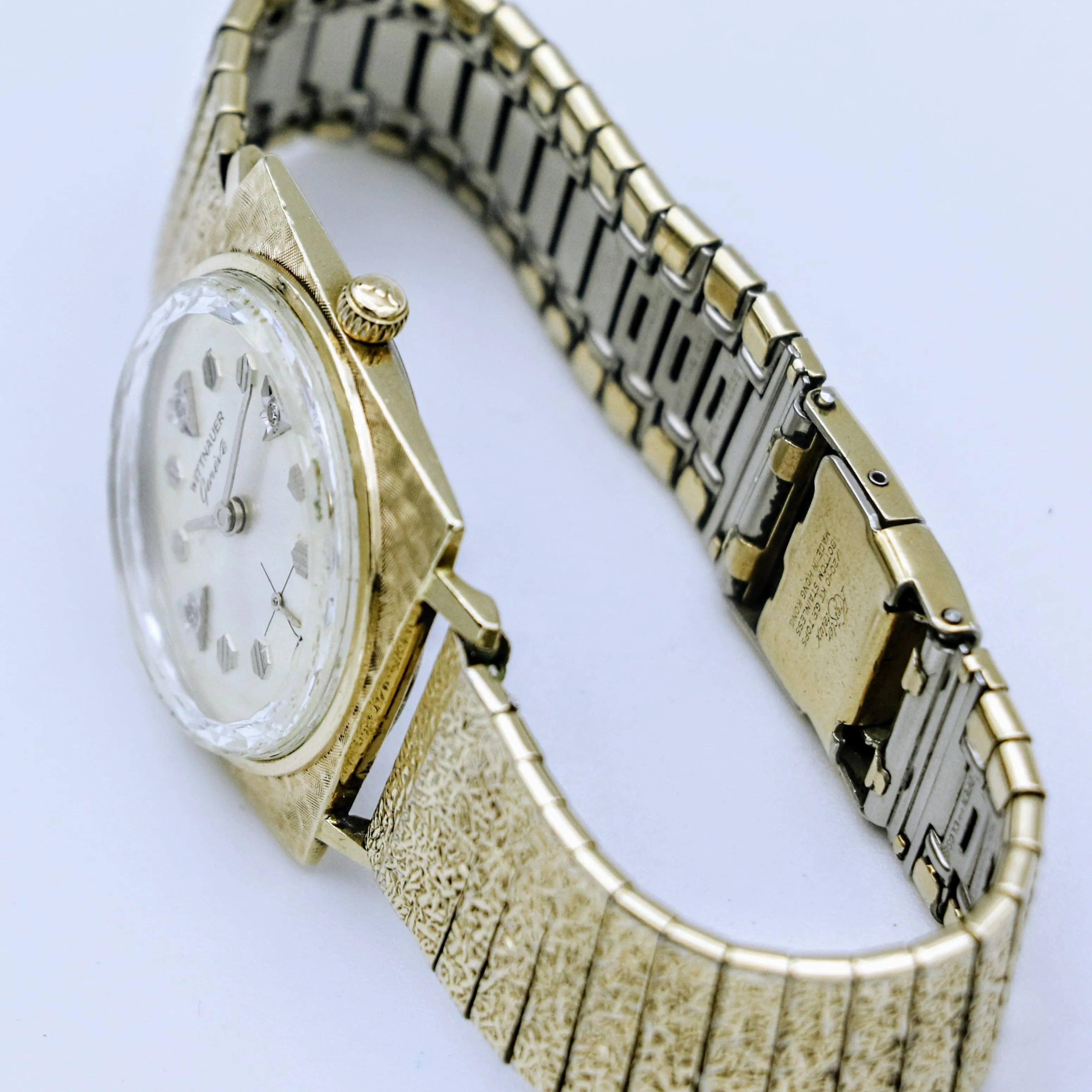 Vintage Wittnauer Wristwatch 10K GP Bezel Fancy Dial, 10K GF Bracelet