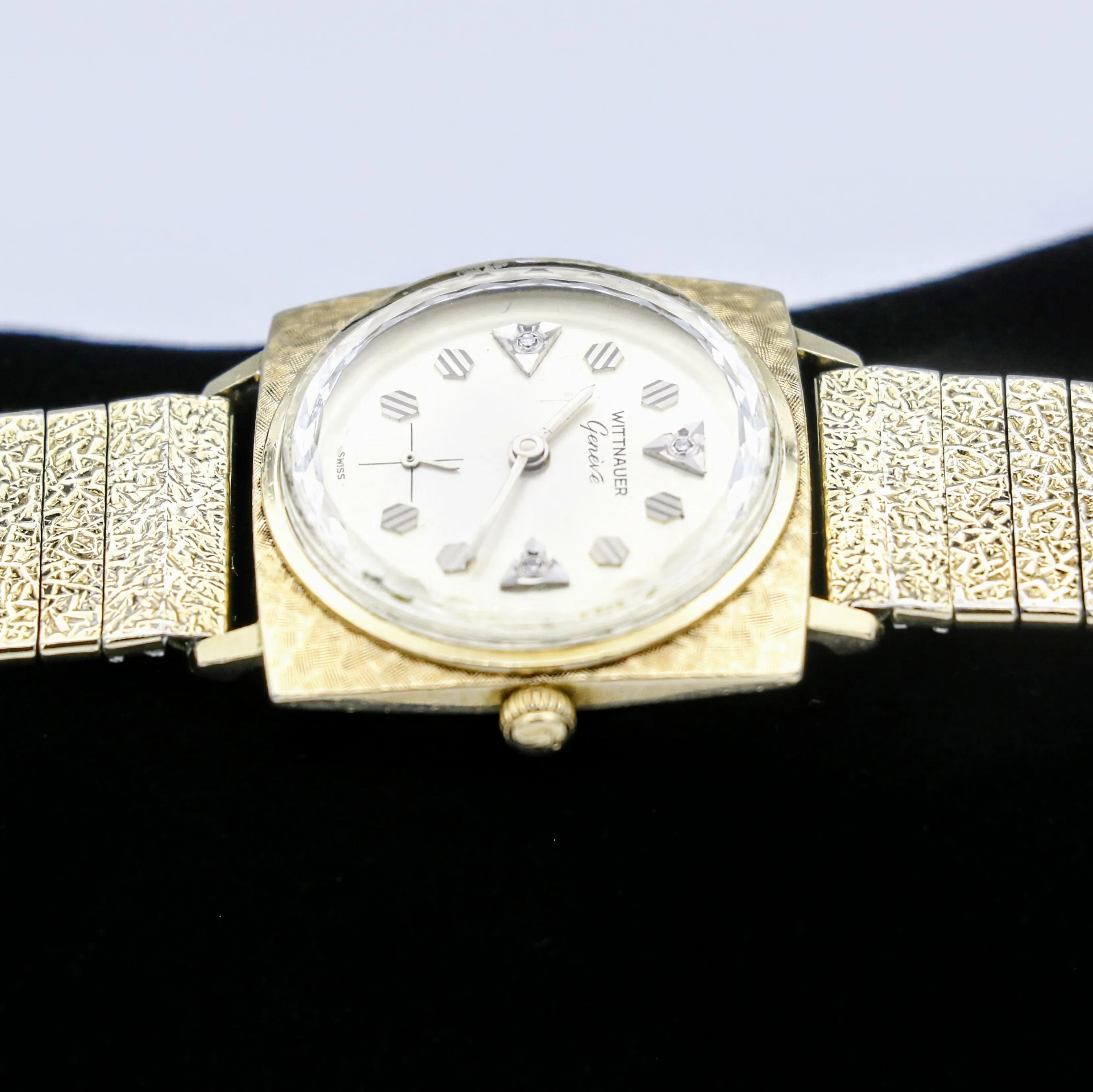 Vintage Wittnauer Wristwatch 10K GP Bezel Fancy Dial, 10K GF Bracelet