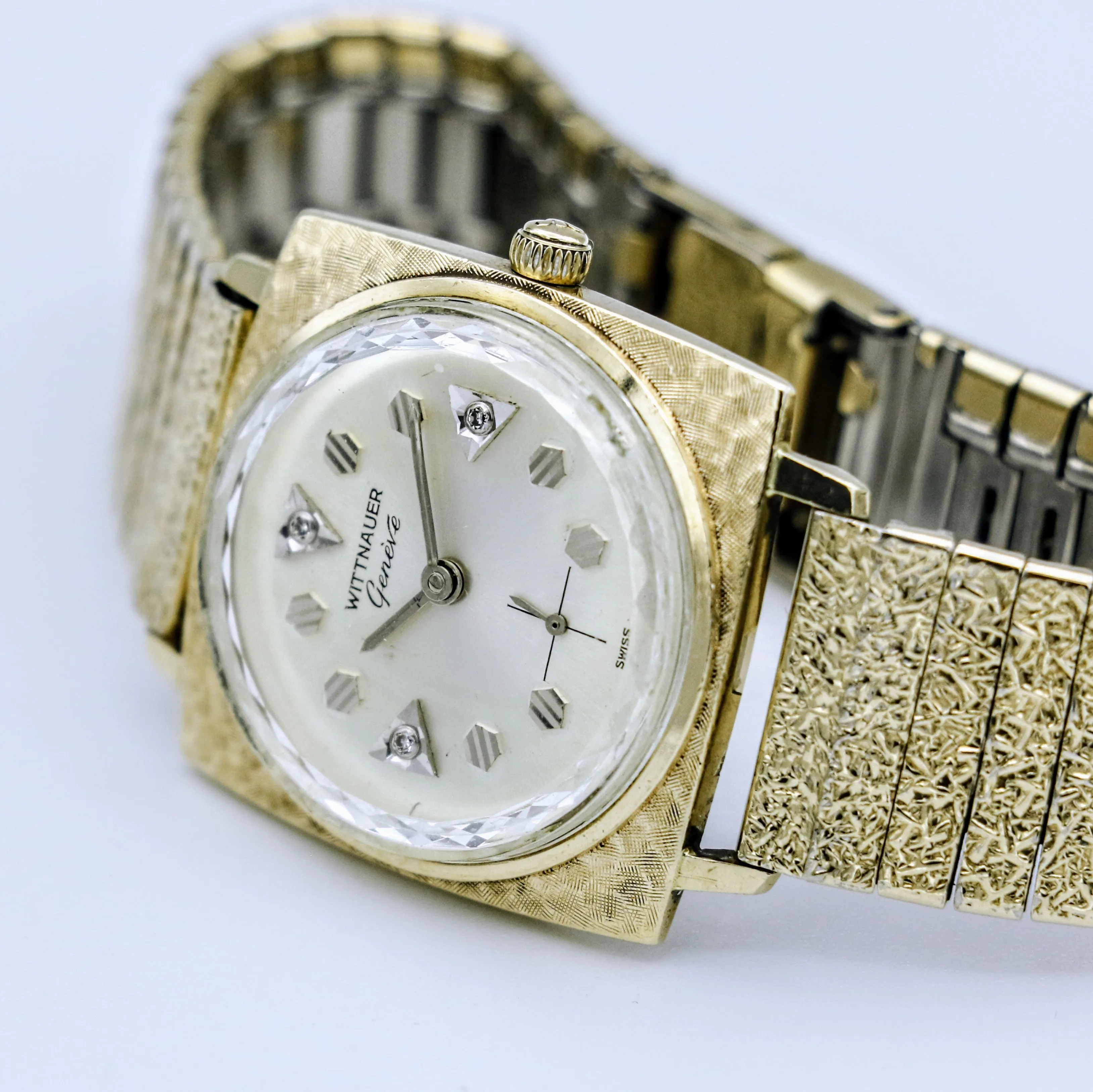 Vintage Wittnauer Wristwatch 10K GP Bezel Fancy Dial, 10K GF Bracelet