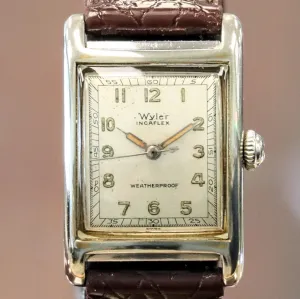 Vintage WYLER Incaflex Watch Mechanical Weatherproof Wristwatch Tank Case 23mm