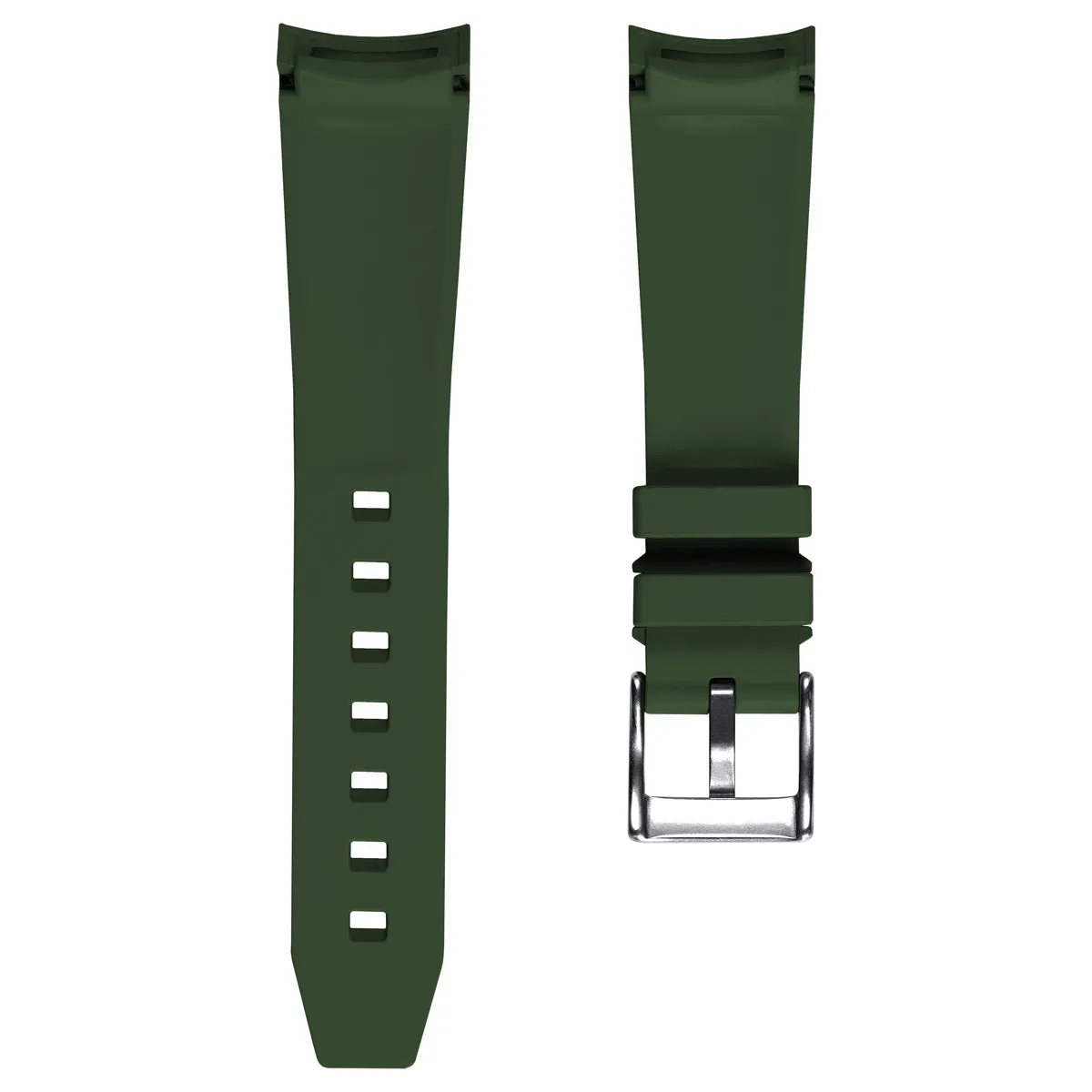 WatchGecko Curved Ends  Rubber Watch Strap - Green