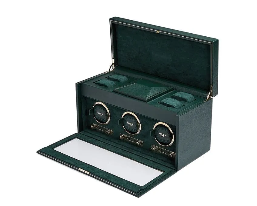 WOLF 1834 British Racing Green 3-Watch Winder